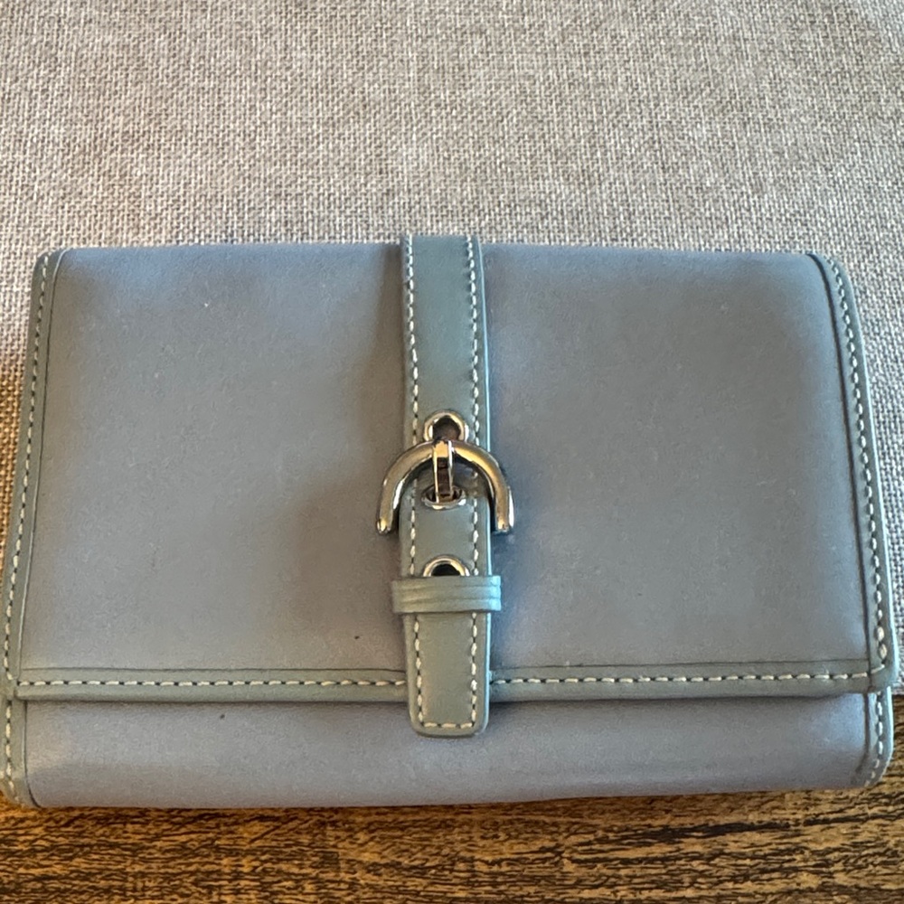 Coach Light Blue Wallet with Buckle
